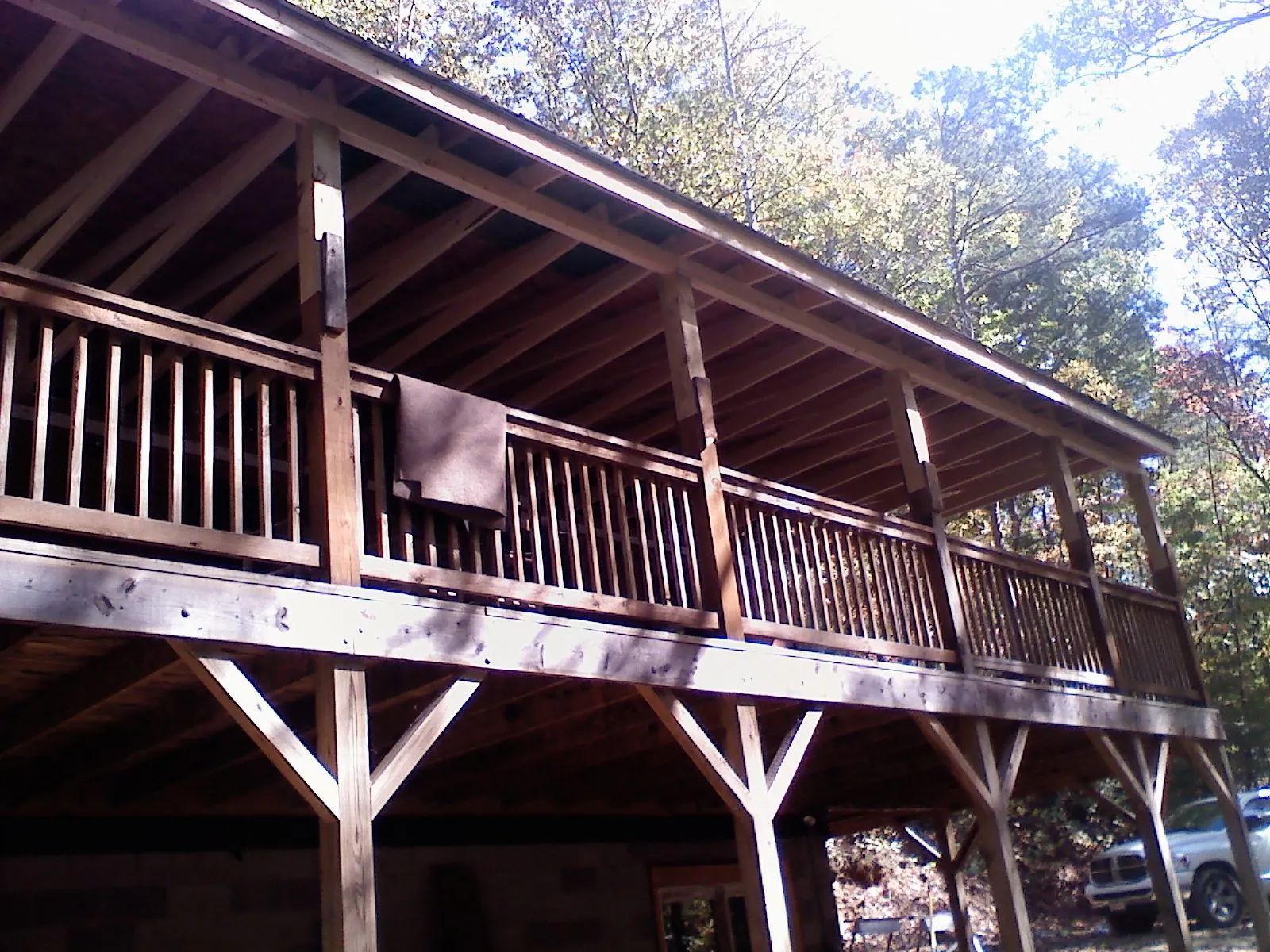 Timber framing under a new elevated porch and deck — Roof Leak Repair in Badin by Roofing Brothers
